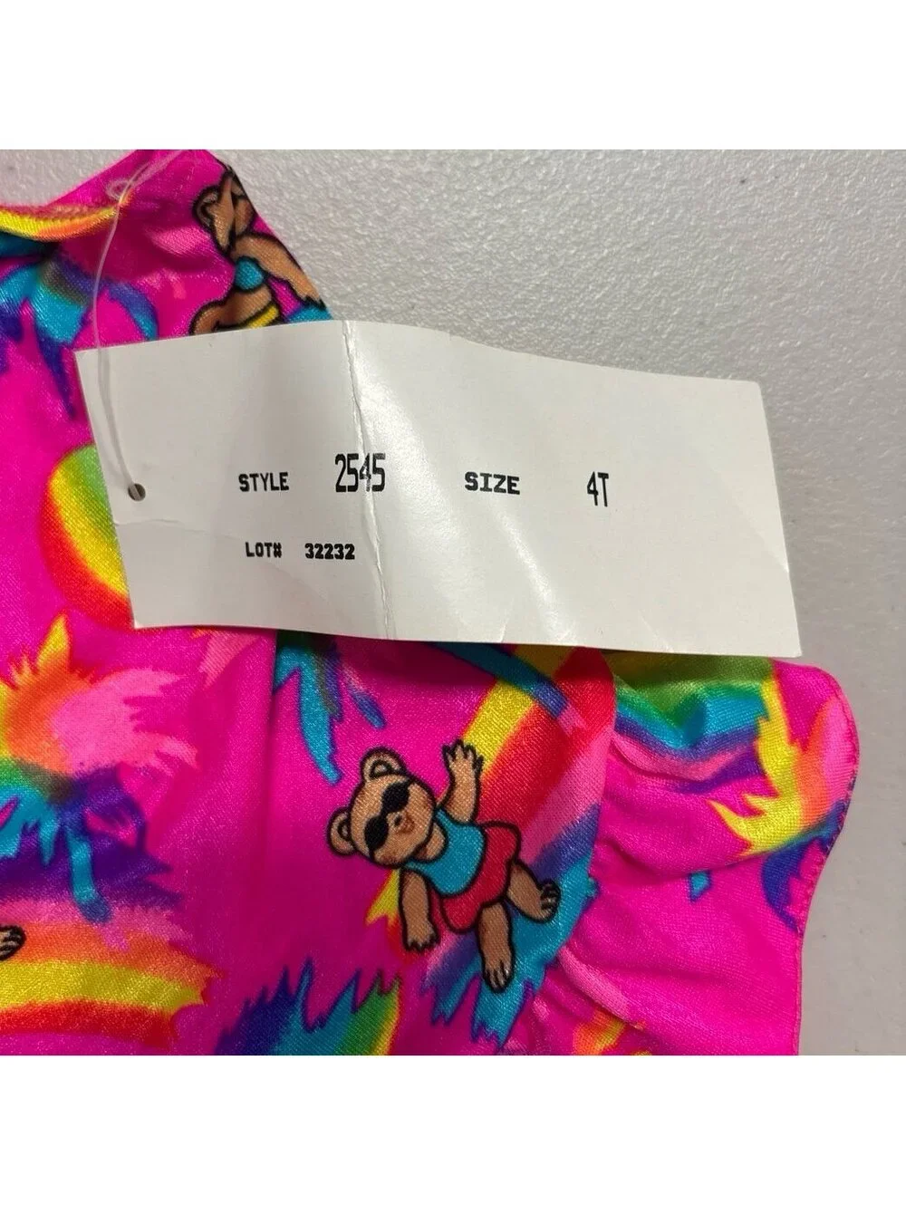 Vintage St. Tropez Toddler Girls Swimsuit 4T Rainbow Bear Print One Piece NWT